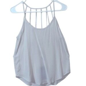 Chaser Top XS Gray 100% Silk Cage Back Tank Sleeveless Casual VacationBeach